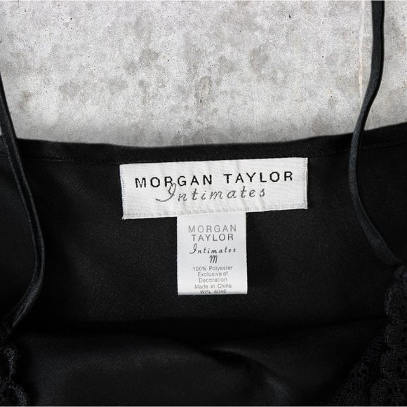 Morgan Taylor Intimates Black Satin Lace Teddy/Nightie sz M - Picture 3 of 5